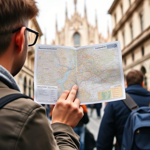 Tourist exploring Milan